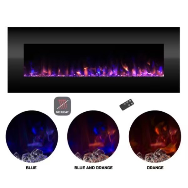 Hastings 54 inch Home Electric Fireplace- Wall Mounted Color Changing LED Flames with Remote Control, Hastings Home, Mfr#: 349622YYF
